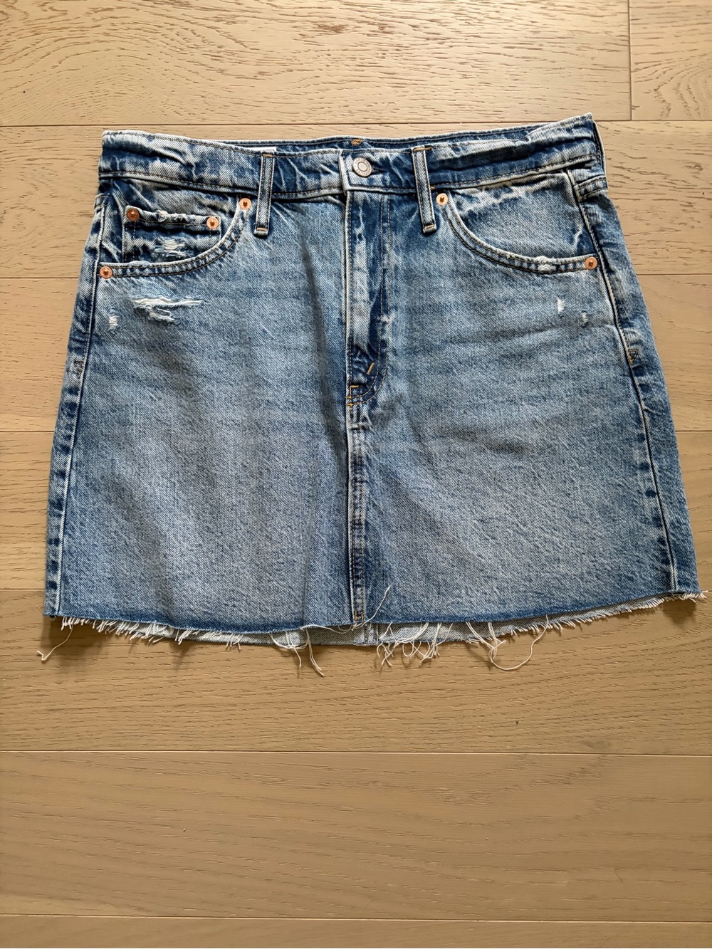 GAP Light Blue Distressed Iconic Denim Mini Skirt